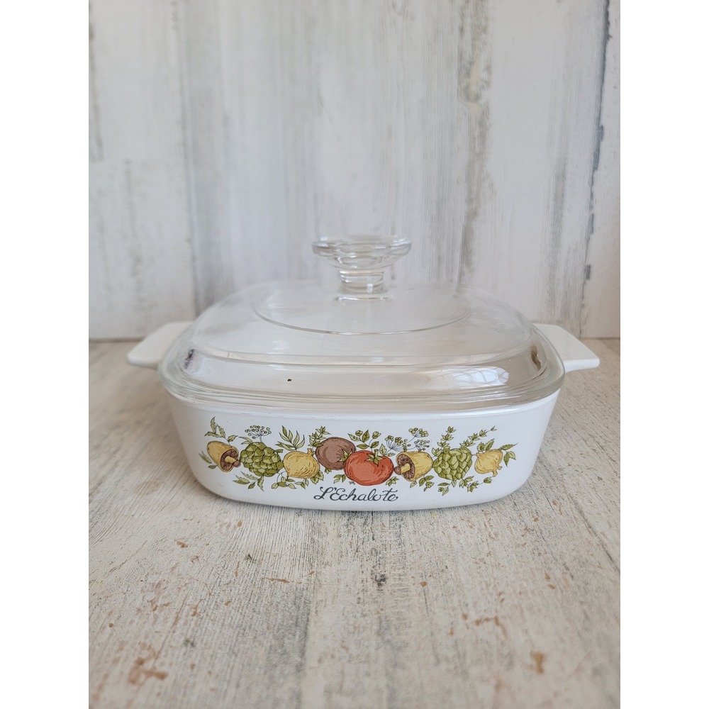 L'Echalote Pyrex 7 inch spice of life vintage baking dish kitchen home decor